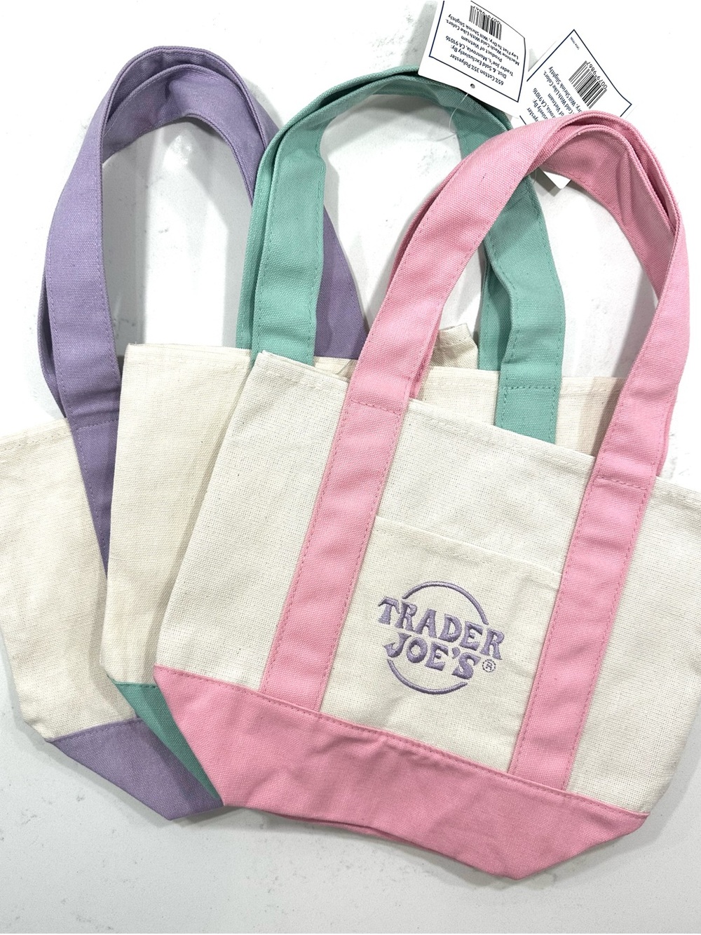 Set of 3 Trader Joe’s Pastel Mini Totes